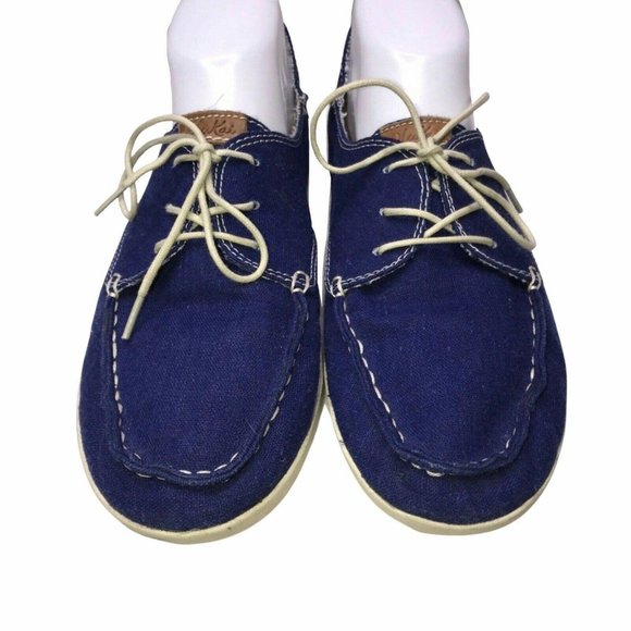 Olukai Helbuna Distressed Blue Canvas Loafers 9 - Picture 2 of 8